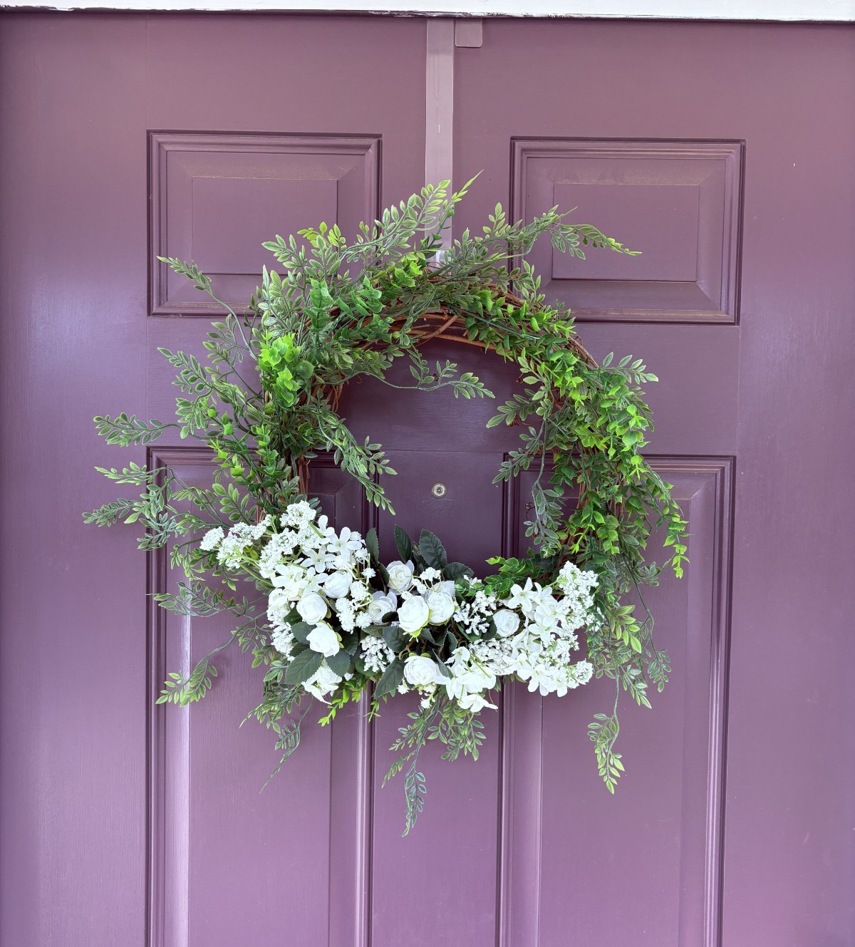 Spring, Summer or Any Occasion Handcrafted Faux / Plastic White flowers Wreath