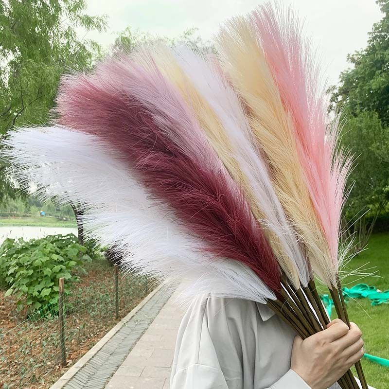 Large Artificial Plant – Pampas Grass Fake Flowers Wedding Bouquet Home Decor