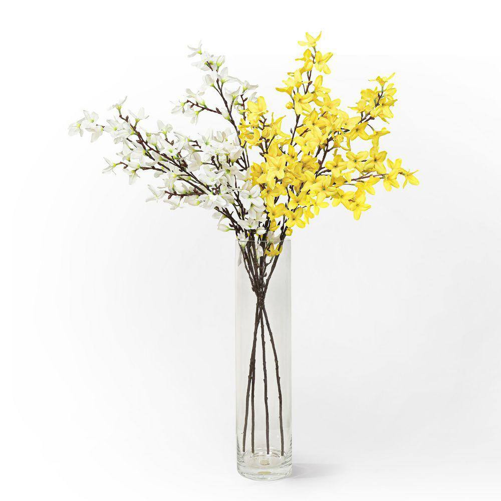 36 In. Deluxe Cream White Artificial Forsythia Flower Stem Spray (Set of 2)