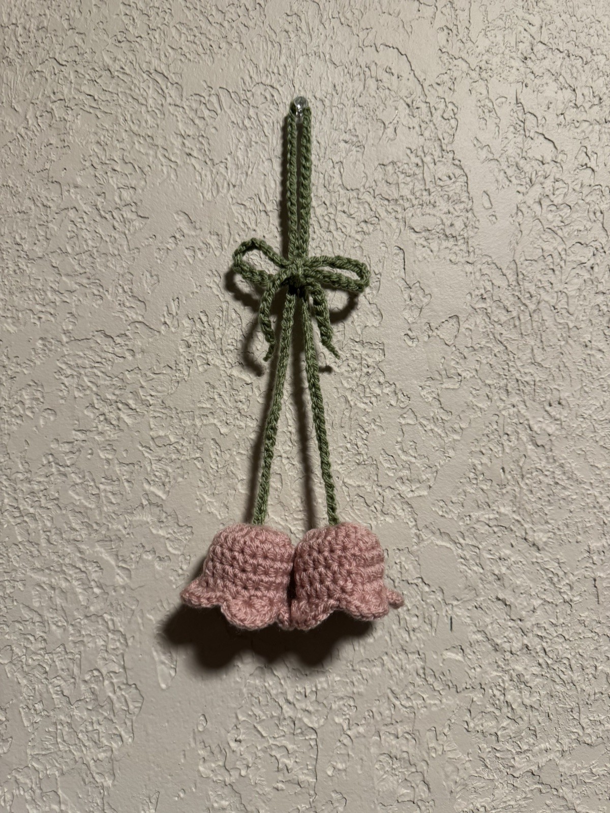 Handmade Crochet Yarn Rosy Cheeks Flower Hanging Car Decor or home