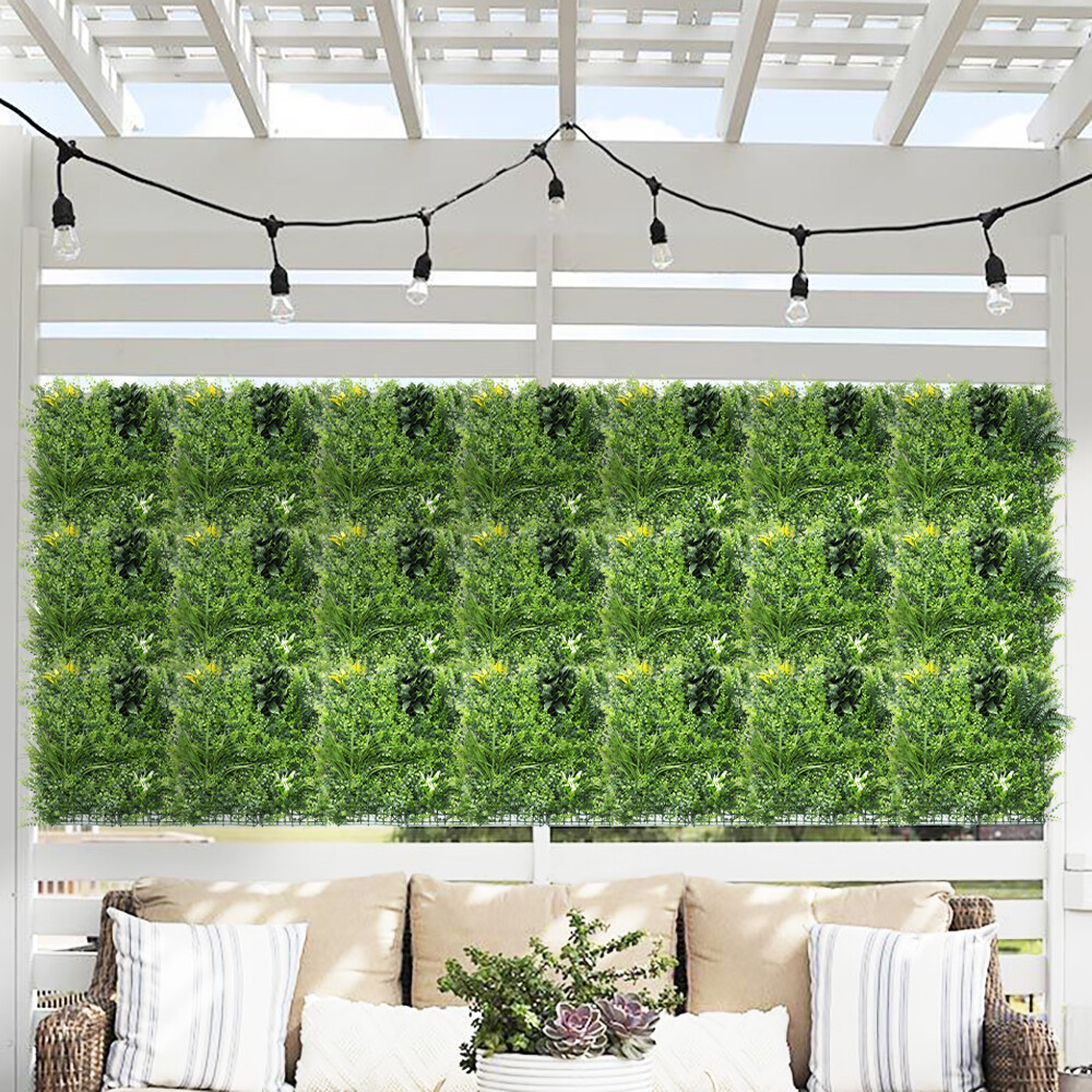 20″ Artificial Faux 3D Mix Leaves Wall Panel Fence Screen Home Outdoor Decor #04