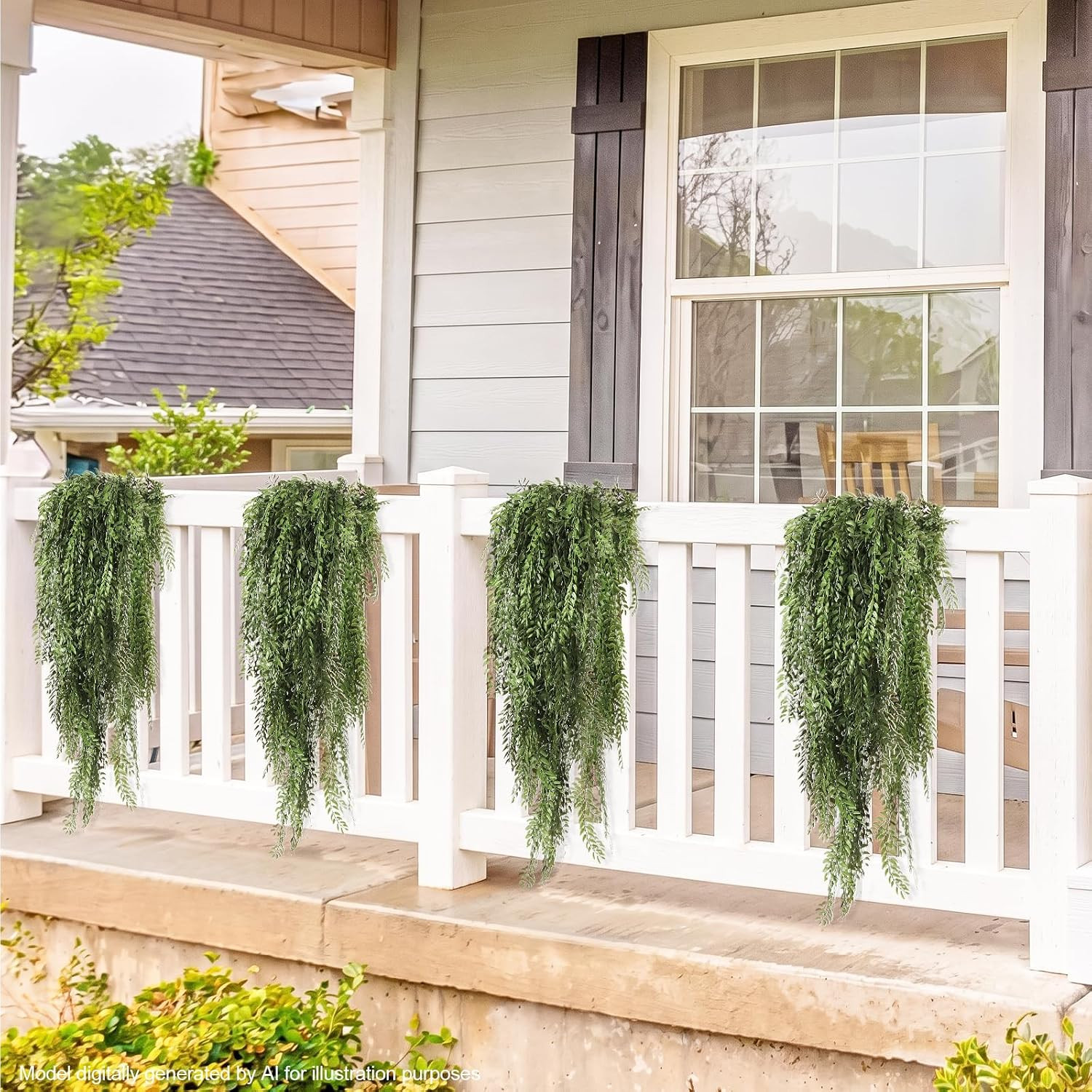 Artificial Hanging Plants 4Pcs 3.7Ft Faux Ferns Ivy Willow Vine Leaves Fake Drap