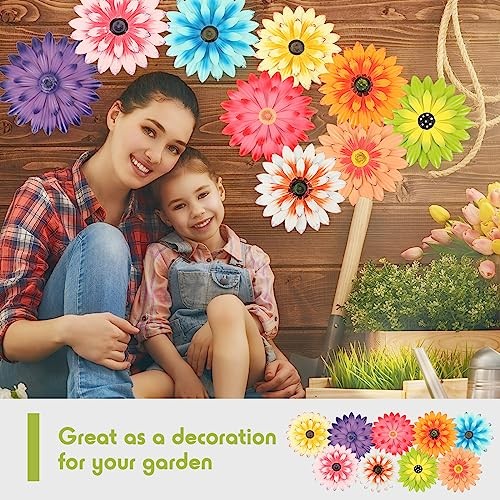 9 Pcs Metal Flower Wall Art Hanging 3D Daisy Decor Metal 8 Inch Bright Color