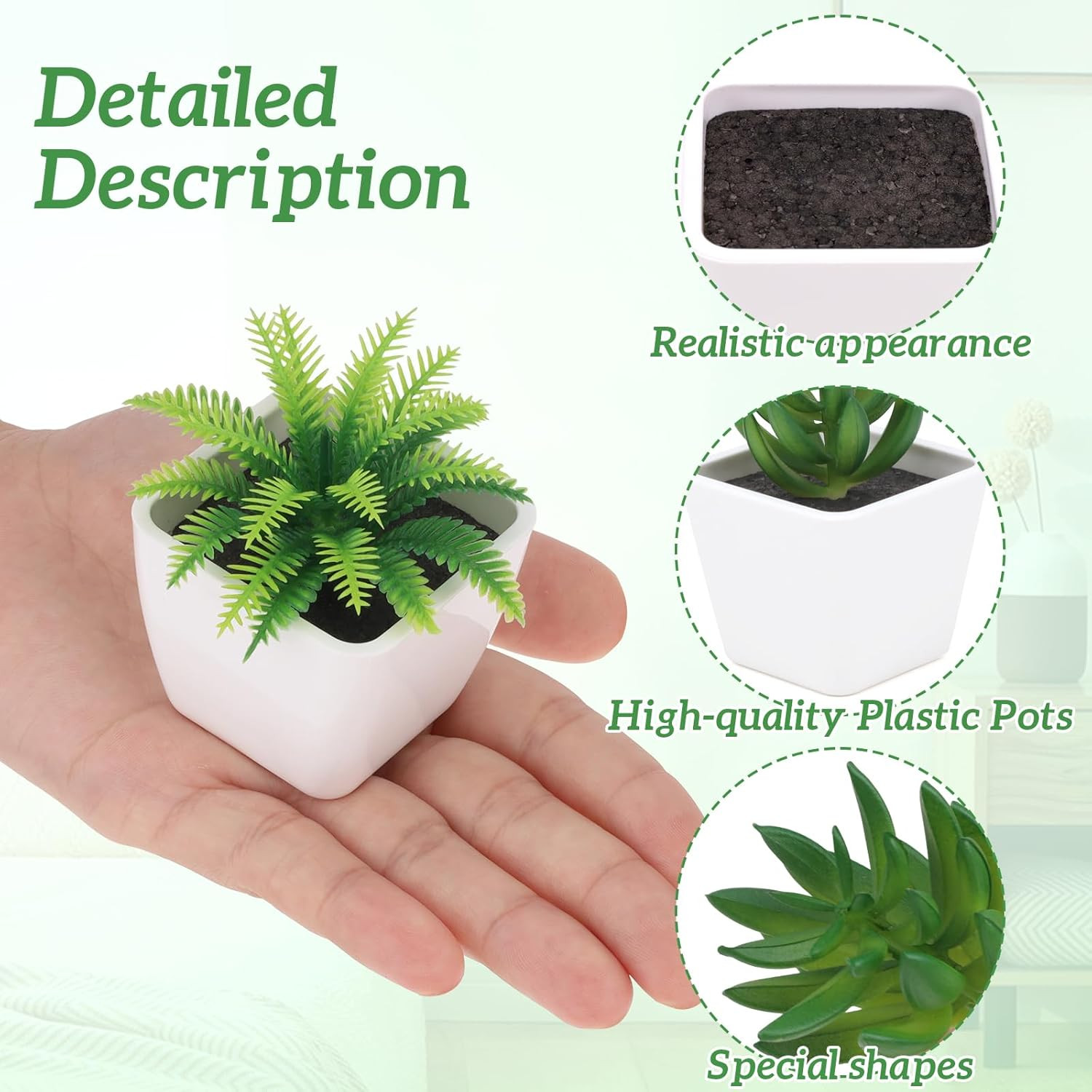 6Pcs Realistic Fake Succulents Plants Potted Decoration Small