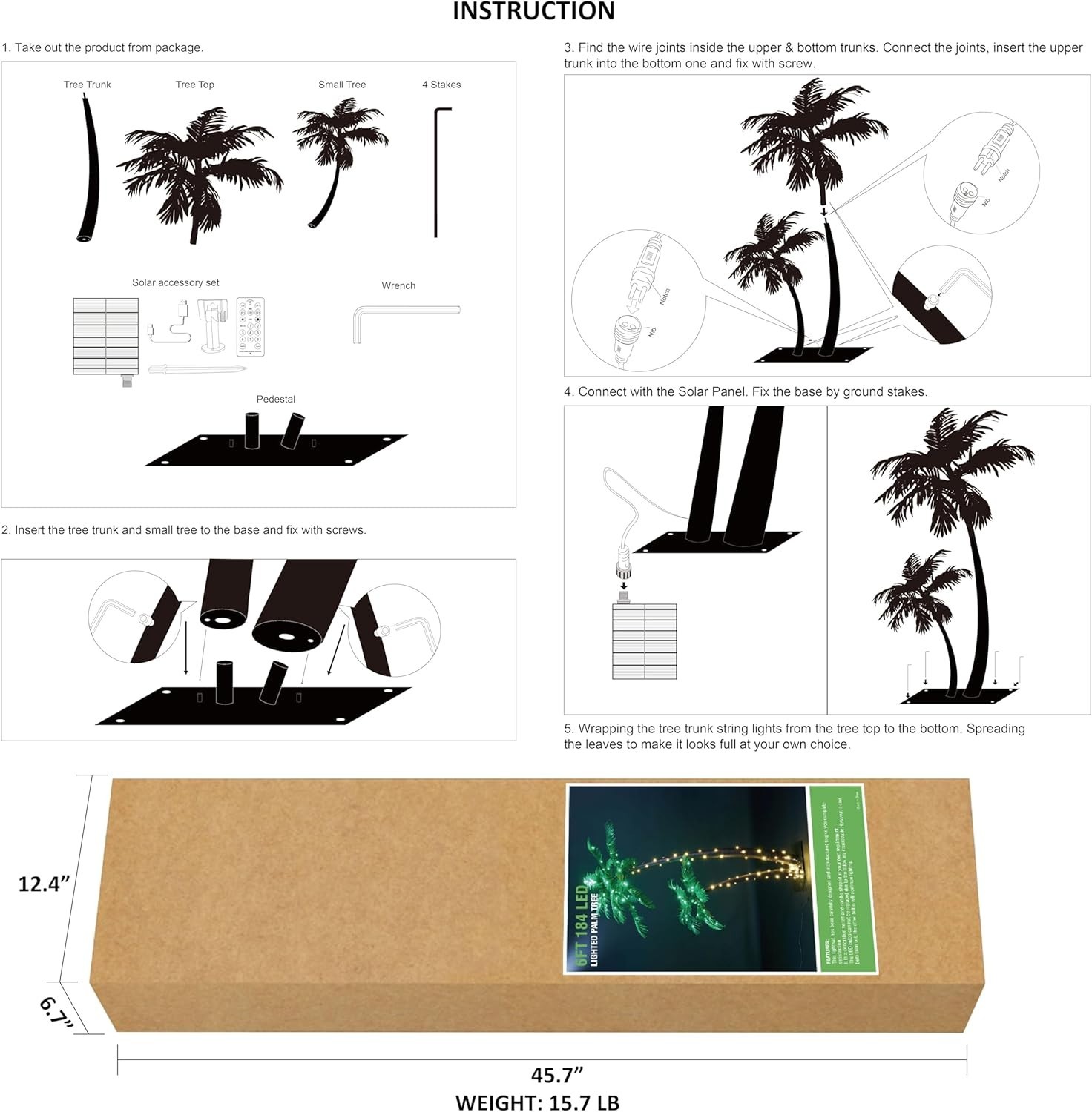 Impressive Artificial Lighted Solar Palm Tree – 4FT & 6FT Sizes Available