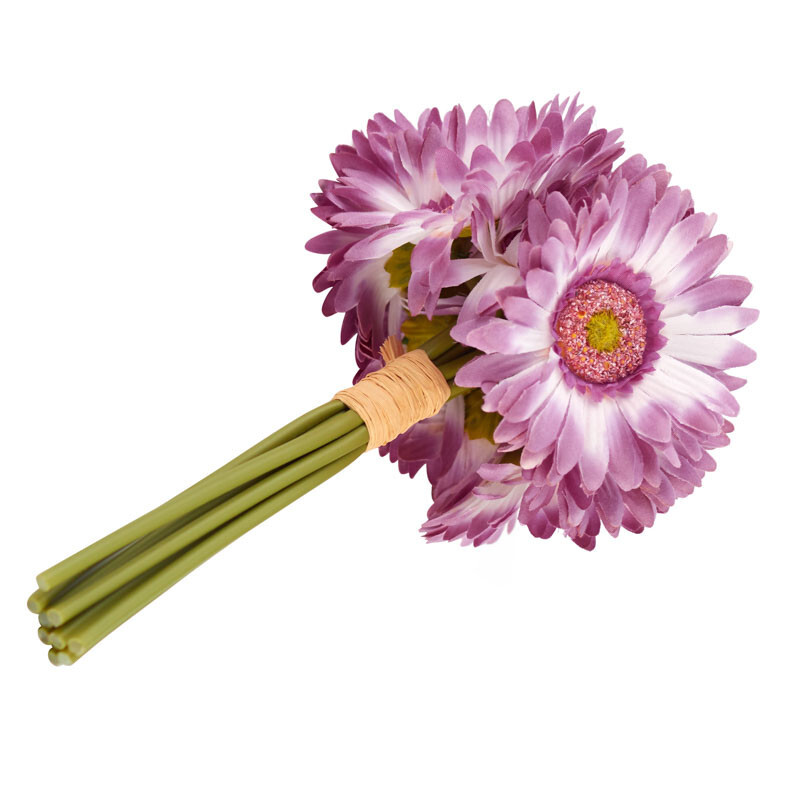 Set of 2 Lavender Artificial Gerbera Daisy 10″ Bouquets with Raffia Accents