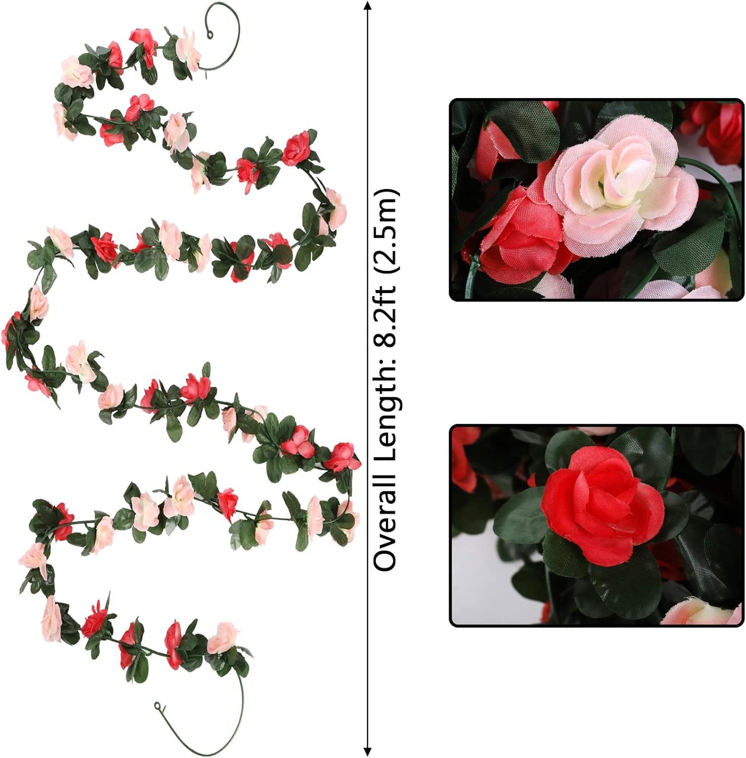 9Pcs 73.8FT Flower Rose Garland Vines Hanging Flowers Wedding Garden Wall Decor