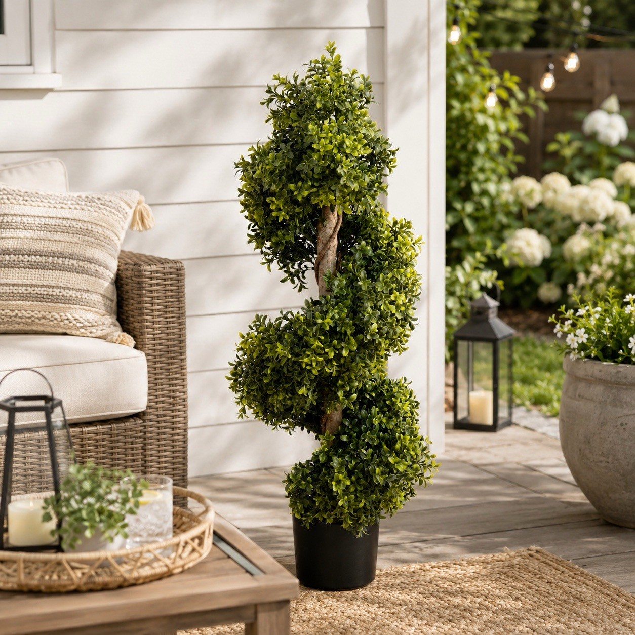 33” Boxwood Topiary Spiral Artificial Tree UV (Indoor/Outdoor). Retail $99