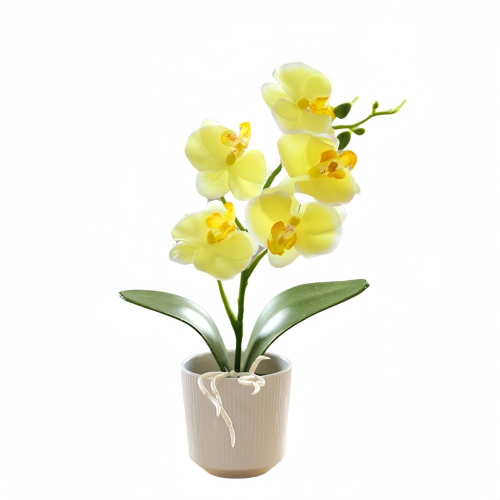 10.2″ Orchids Artificial Flowers Fake Orchid Plant Potted Butterfly Orchid Si…