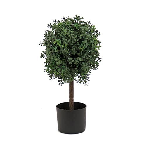 NATIONAL TREE COMPANY 24 IN ARTIFICIAL BOXWOOD SINGLE BALL TOPIARY – GREEN