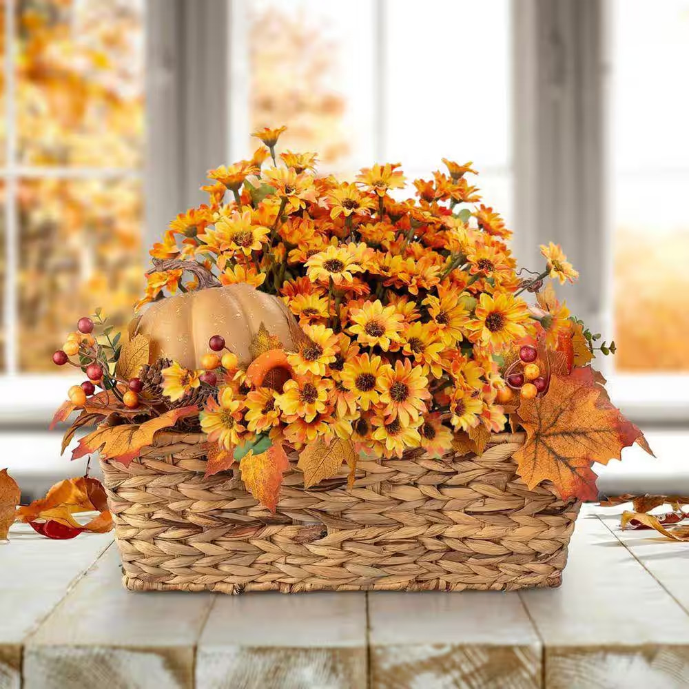 12.6 In. Yellow Artificial Fall Mum Flowers
