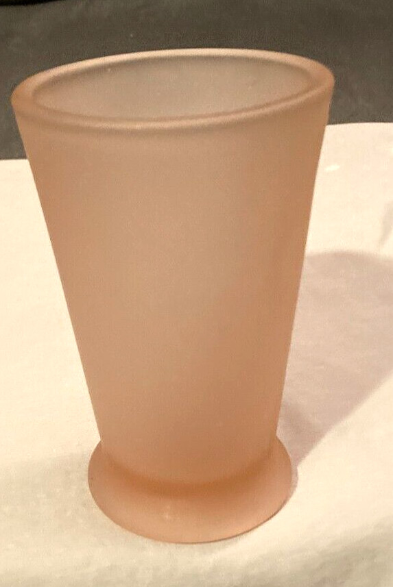 VTG 1990’s Umbra Pale Pink Satin Frosted Glass Vase-4.25″ High-From Canada-EUC