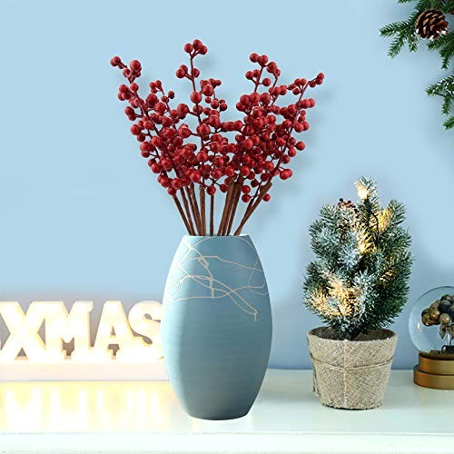 Jmkcoz 12 Pack Artificial Red Berry Stems Branches, Fake Burgundy Berry Picks