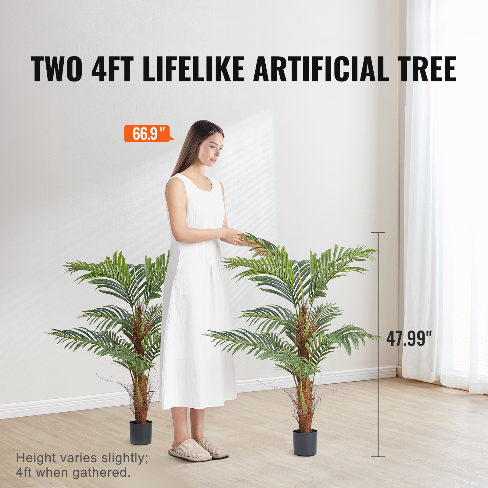 4 FT Artificial Palm Tree, PE Material Faux Plant Indoor Outdoor Decor
