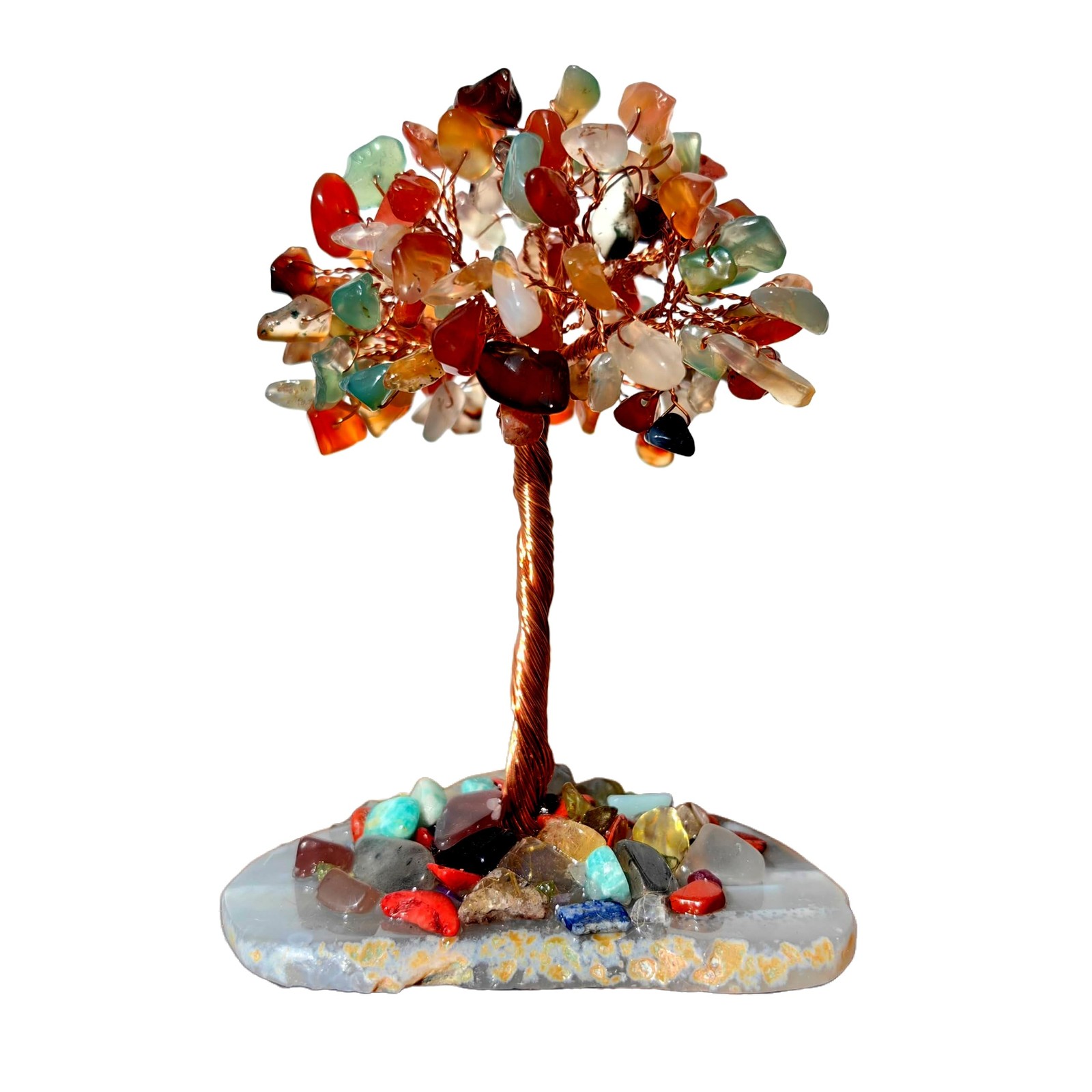 Natural Gemstone Chakra Crystal Tree of Life Wire Wrapped Crystal Tree Round …