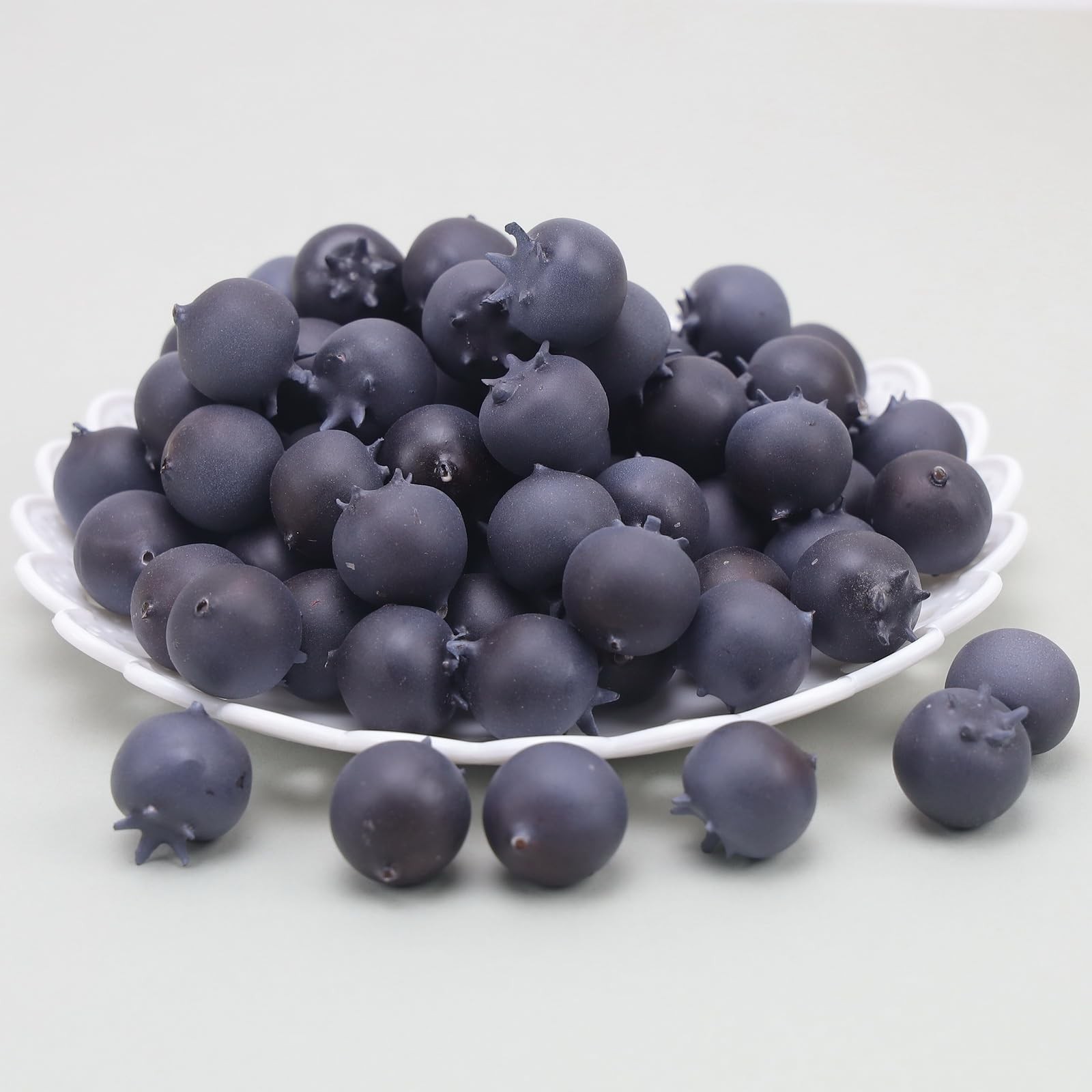 100 Pcs Artificial Blueberry Fake Blueberries for DIY Fruit Decor Craft