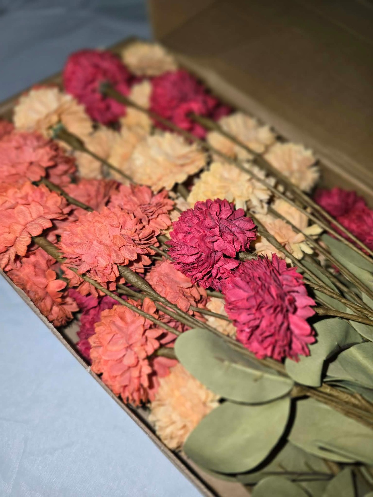 Vibrant Faux Floral Pieces Stems Orange, Pink, Cream NEW