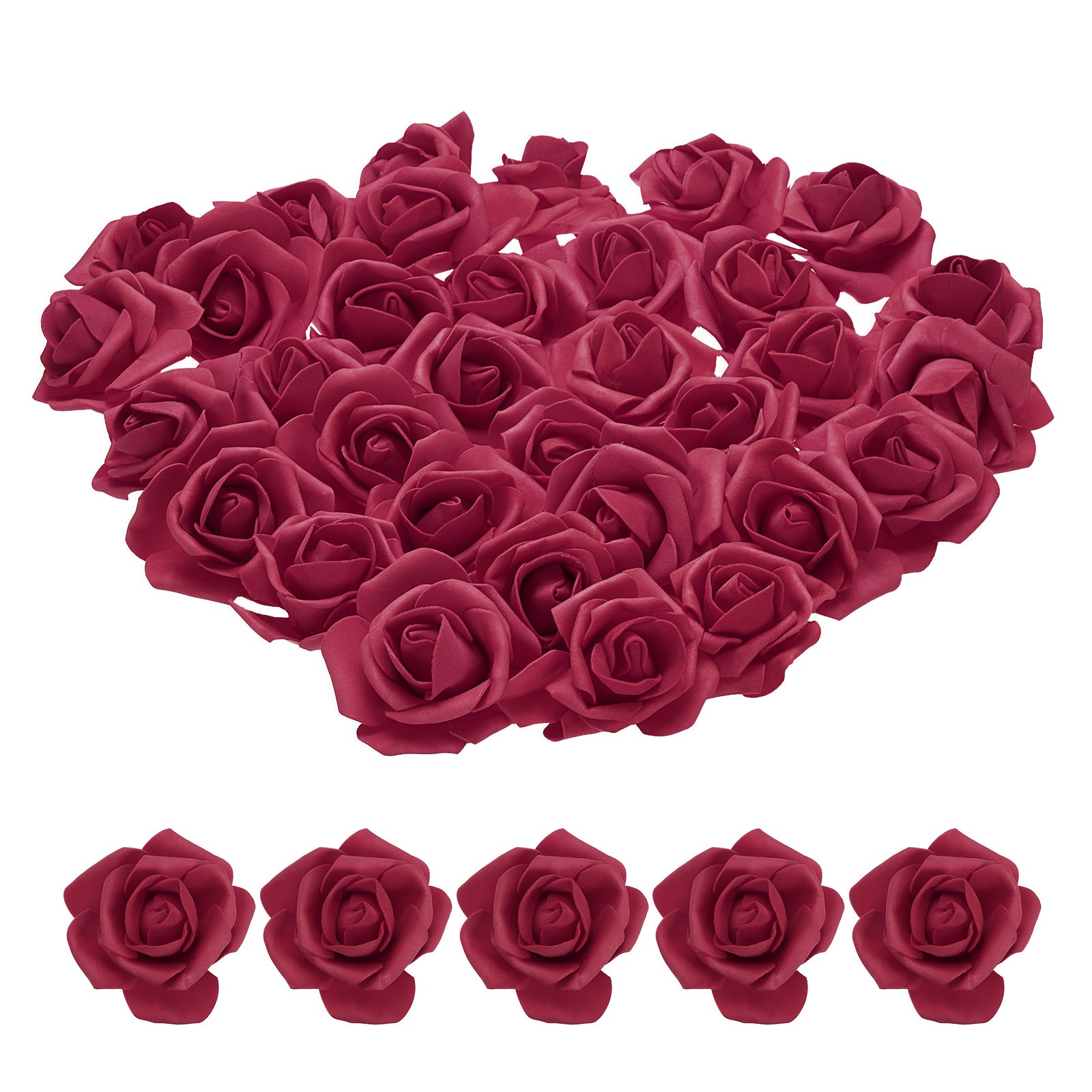 100pcs Foam Rose Heads 67 Cm for DIY Crafts Accessories Burgundy