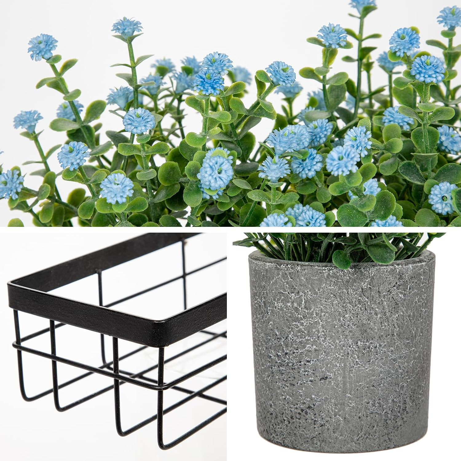 Blue Baby’s Breath Artificial Flower Arrangement for Home Decor and Centerpieces