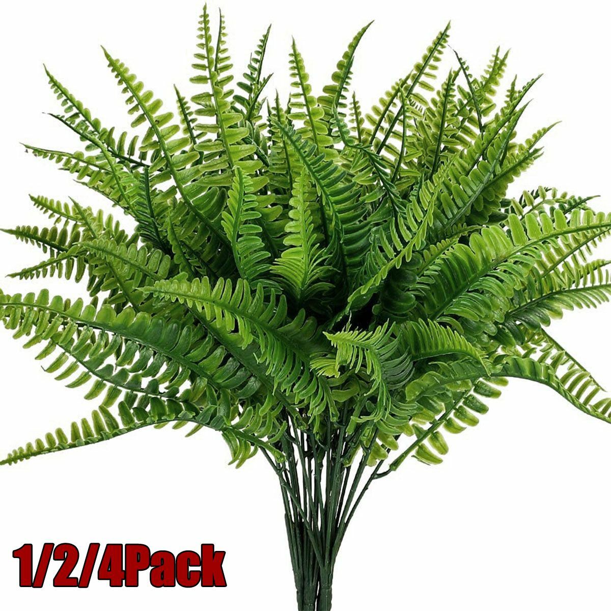 1/2/4X Plastic Lifelike Artificial Fern Foliage Bush Plants Indoor outdoor Decor
