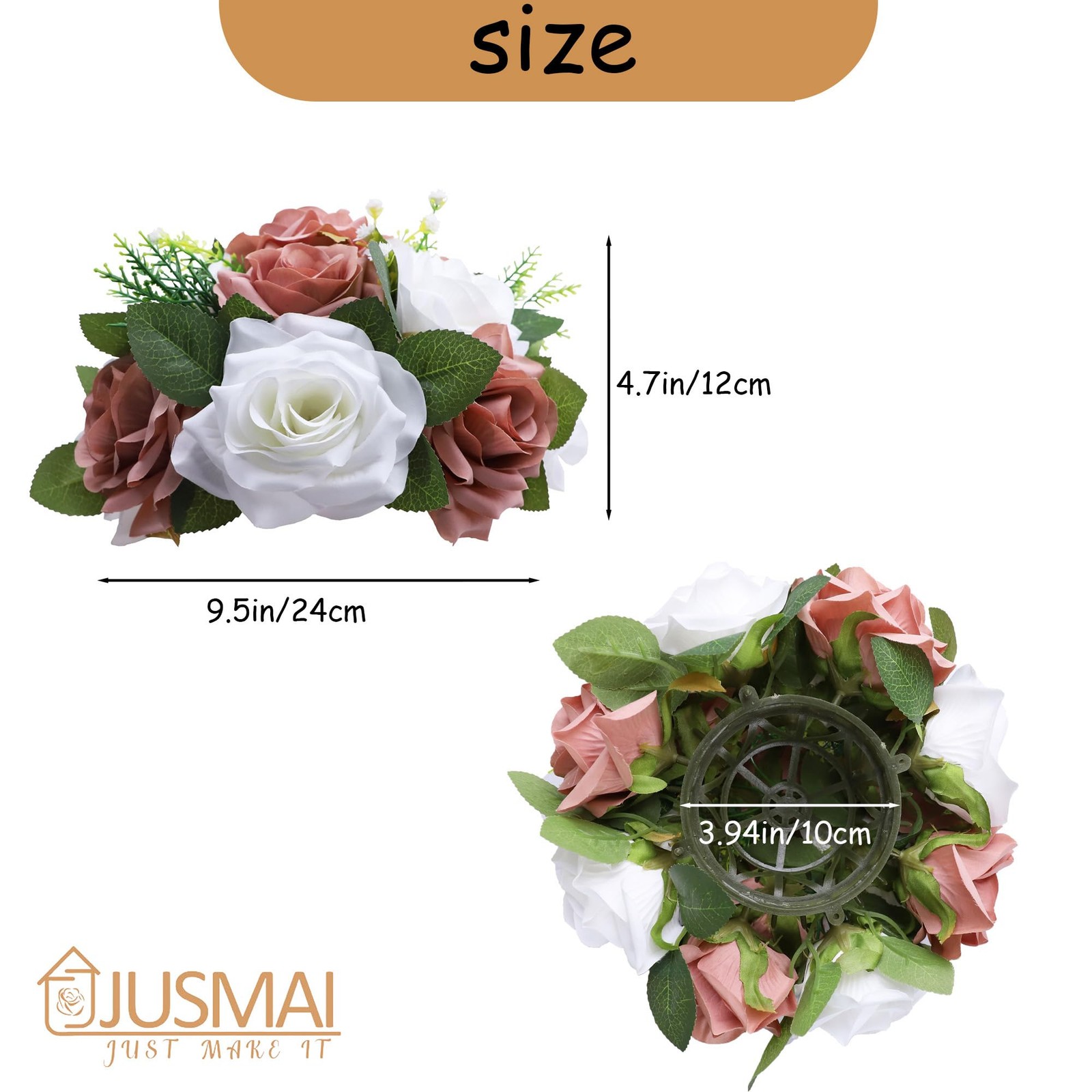 4 PCS Artificial Flowers Ball Dusty Rose White Wedding Table Centerpiece