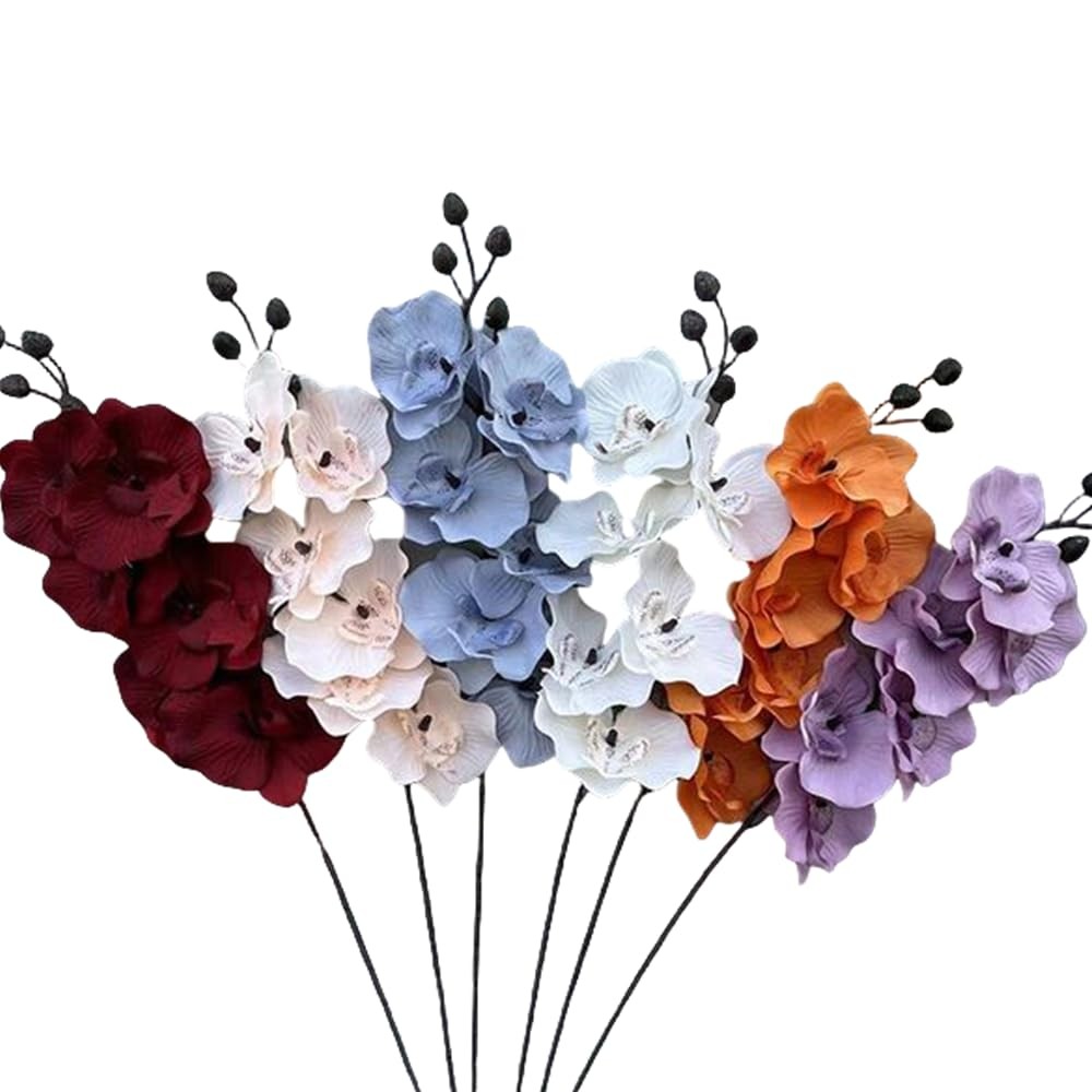 3Pcs Artificial Fake Flowers Butterfly Orchid, Silk Plant Real Touch phalaeno…