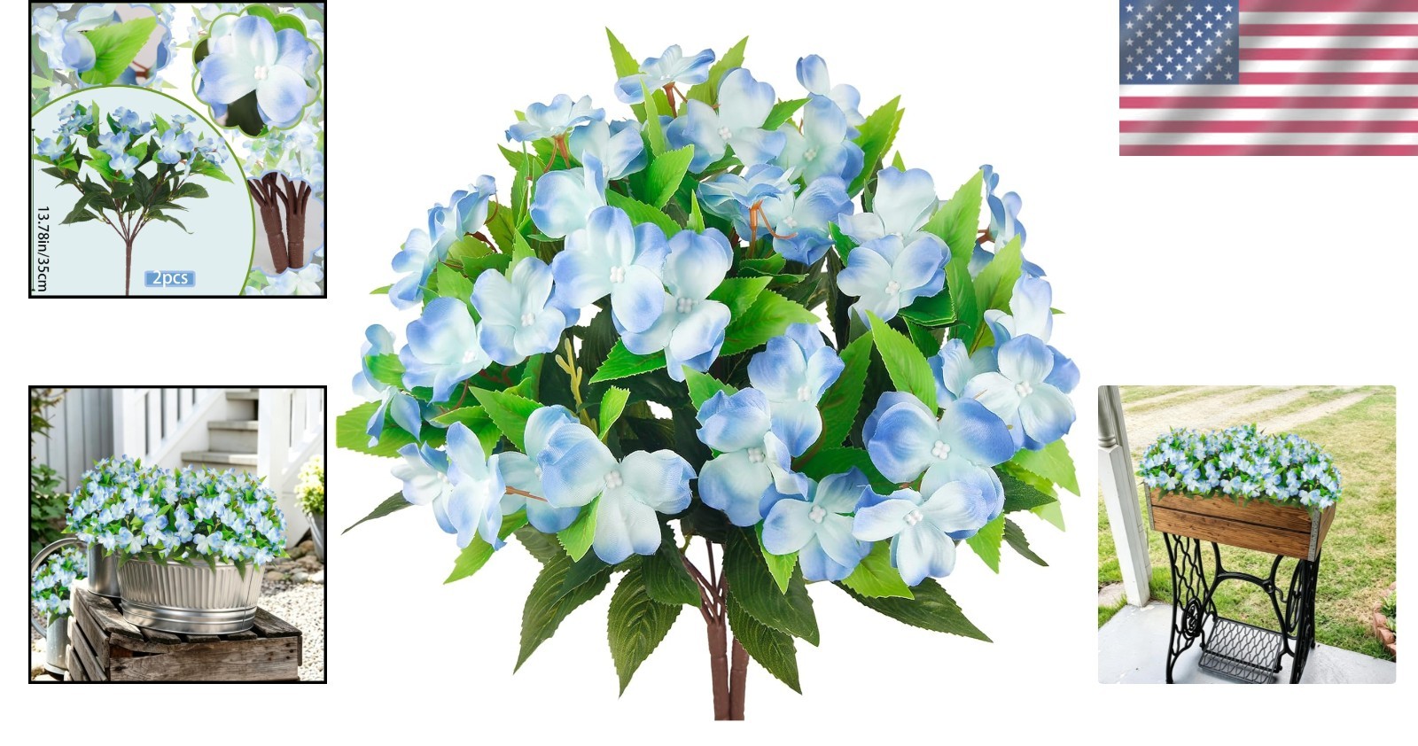 2 Pcs UV Resistant Blue Artificial Impatiens Flowers – Perfect for Outdoor Decor