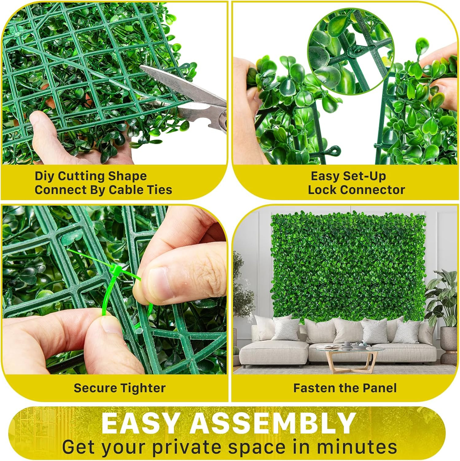 12 PCS Grass Wall Panels,10 X 10 Inch Grass Wall Panels,Artificial Boxwood Panel