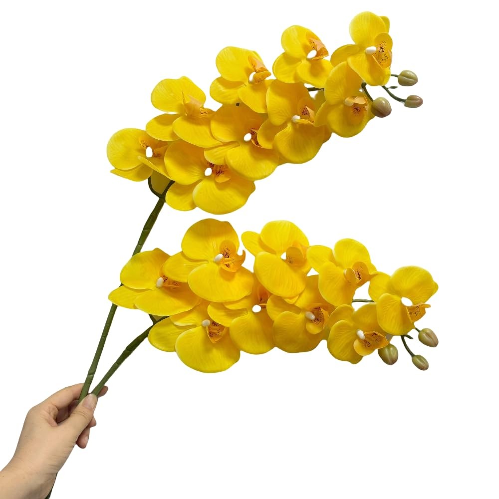 2 Pcs Orchid Stems 38″ Artificial Flowers Real Touch Latex Faux Phalaenopsis …
