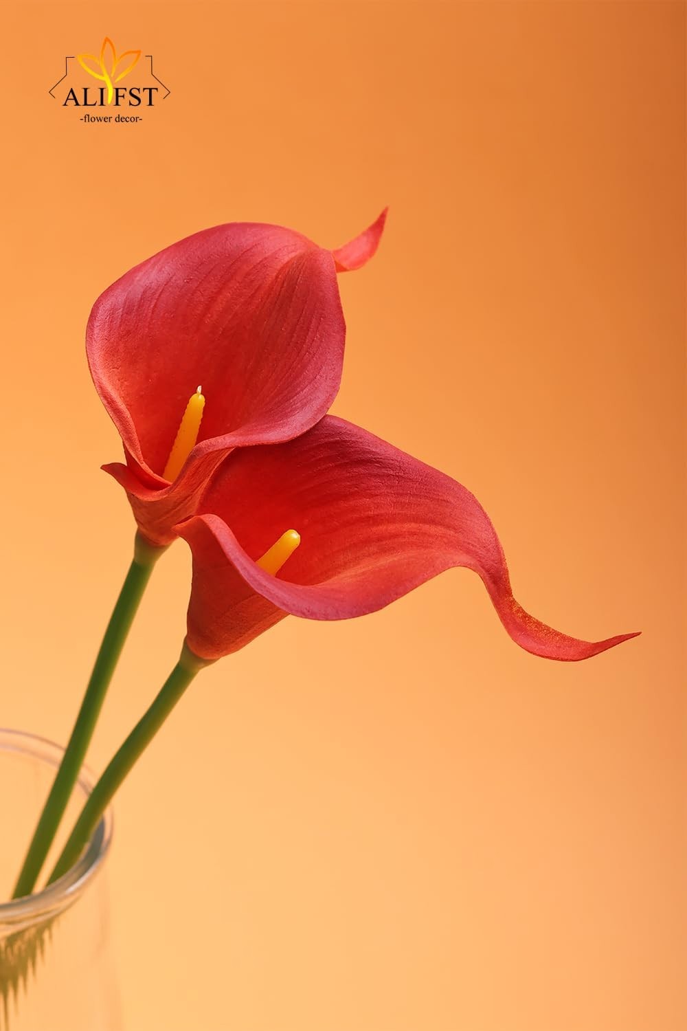 30 Pack Realistic PU Latex Calla Lily Flowers – Burnt Orange for Wedding & Home