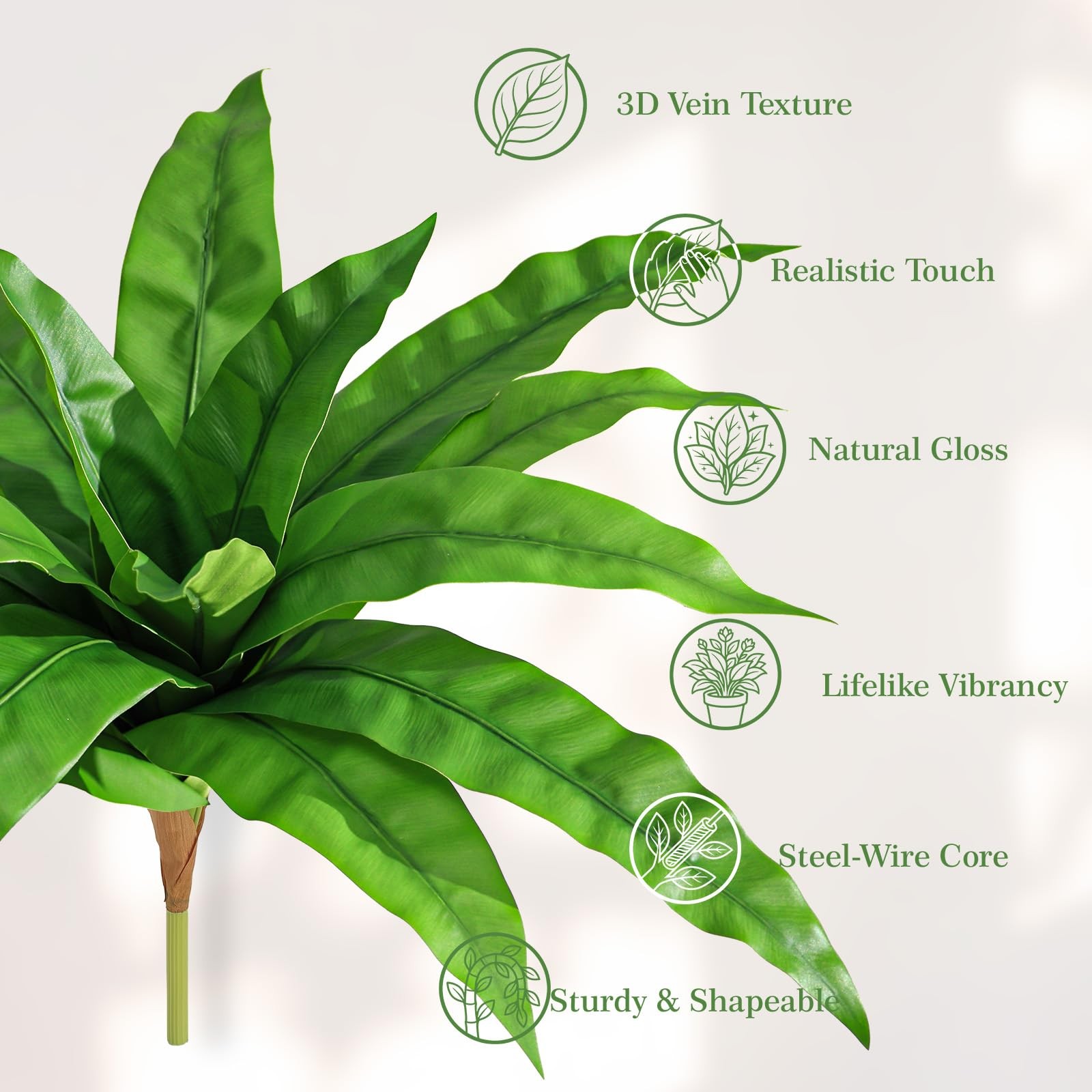 4 Pcs Artificial Plants Outdoor, Artificial Bird Nest Fern Stems, Bright Gree…