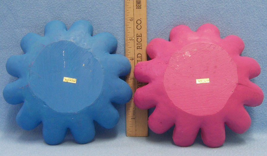 Pair 2 Pink & Blue Resin Flower Floral Figurines Wall Hangings Girls Room Decor