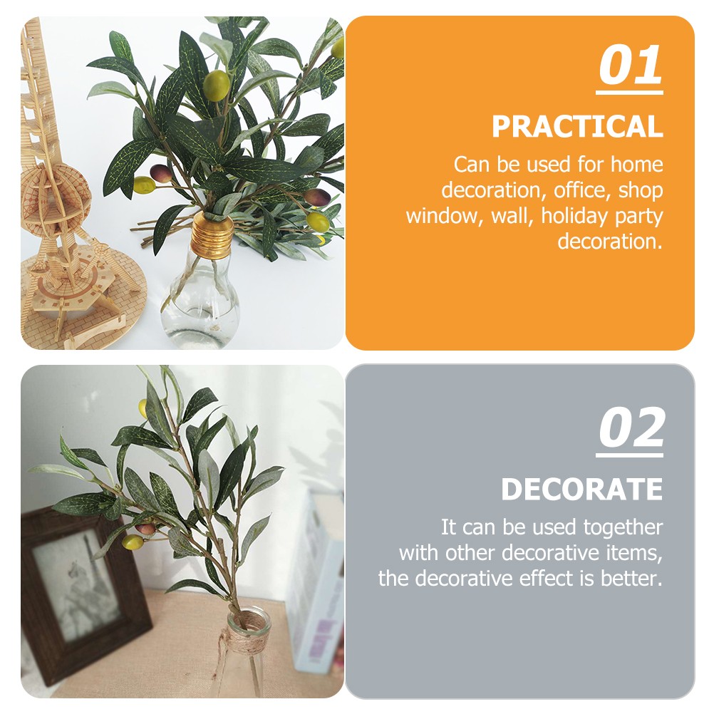 5Pcs Lifelike Olive Stems with Berries Fake Olive Branches for Table Decor