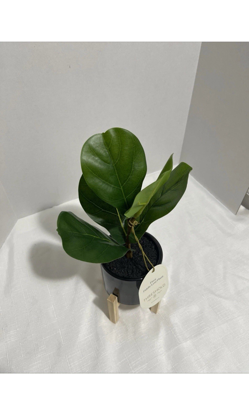 Threshold Artificial Faux Fiddle Leaf Plant in Pot Plant w/stand for Home Decor