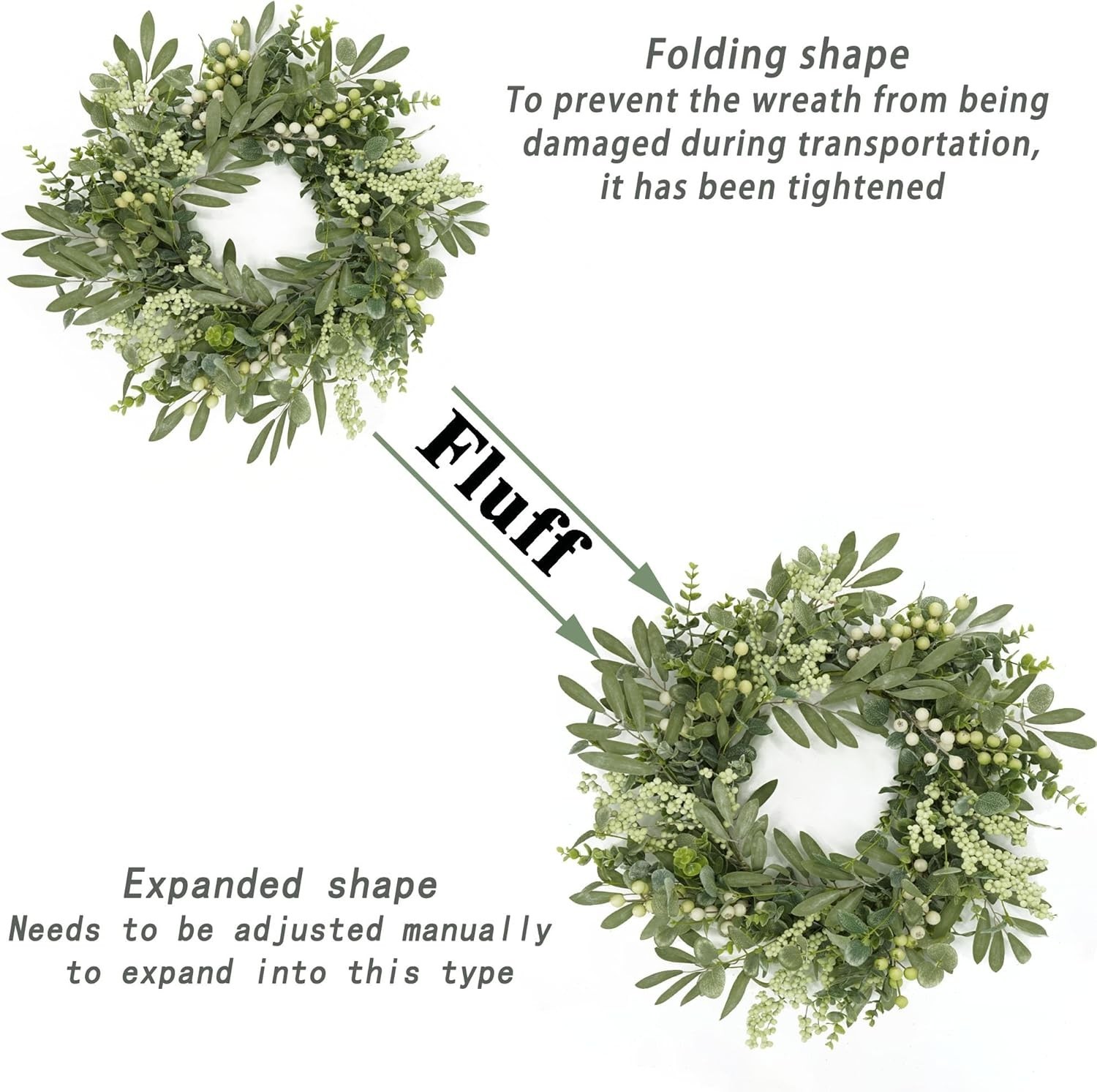 Eucalyptus Wreath 20 Inch Indoor Outdoor Front Door Farmhouse Decor