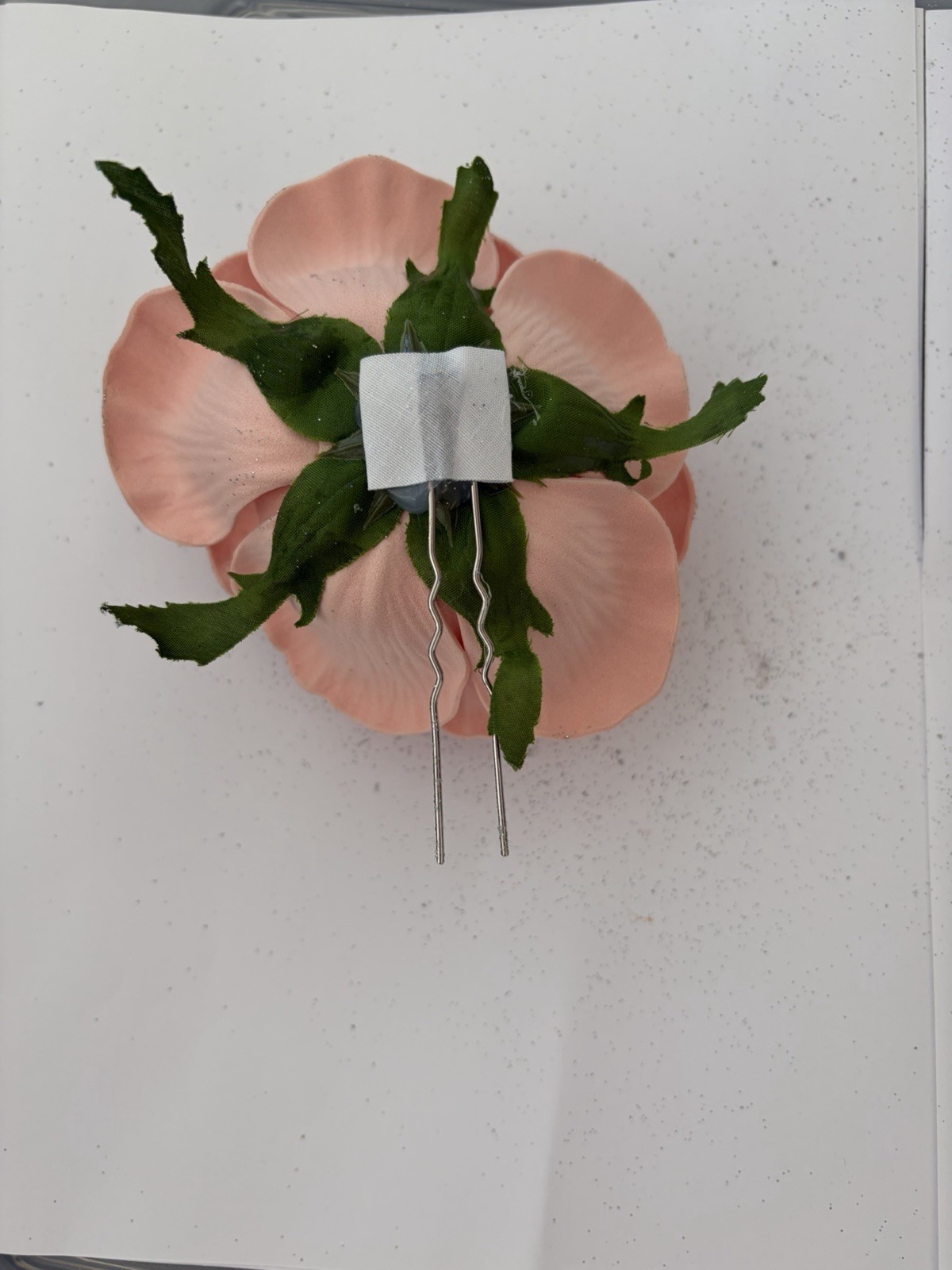 Artificial Pink & Green Rose Flower Pick Floral Pick with Wire Stem