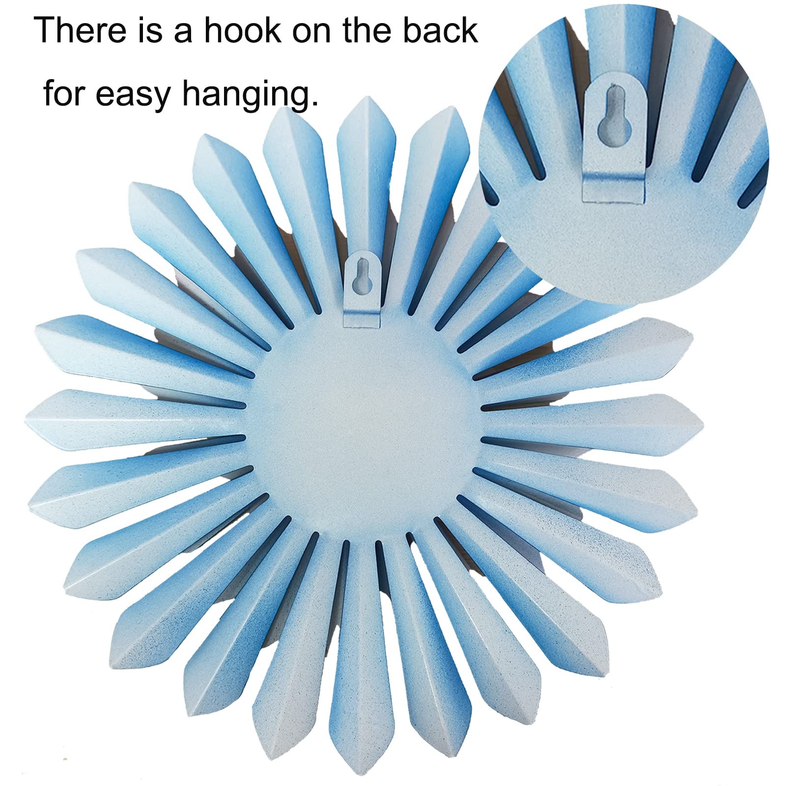 LITIALLY 12 Inches Metal Flower Wall Art Garden Decor 12″L x 12″W, Pink Blue