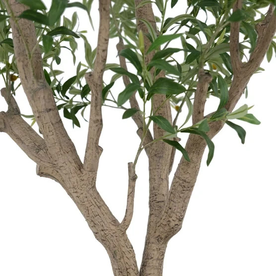 Life-like Faux 8′ Tall Olive Tree with Modern Cream Planter Indoor