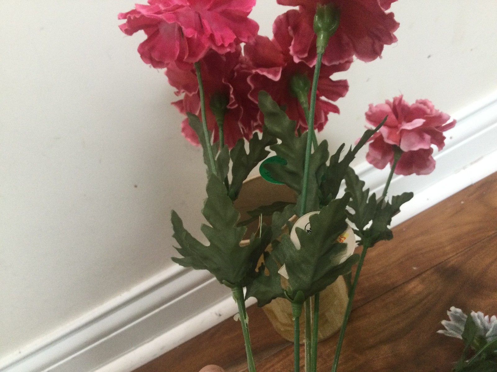 vtg CARNATION MUMS BOLD COLOR Artificial Flowers 10PCS Silk PLASTIC STEM 80’S