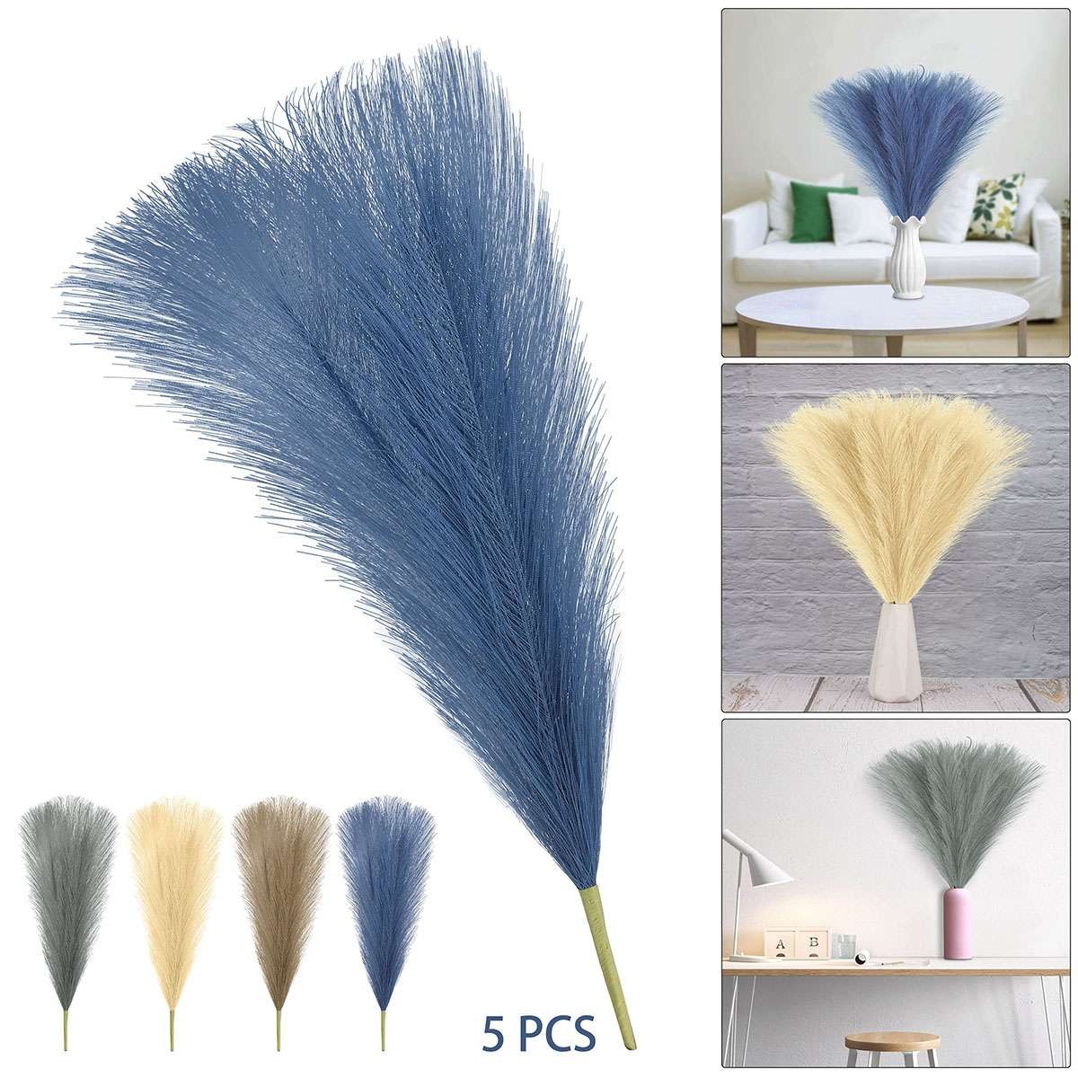 Artificial Pampas Grass Dried Reed Flowers Bouquet Fake Plant Home Room Decors
