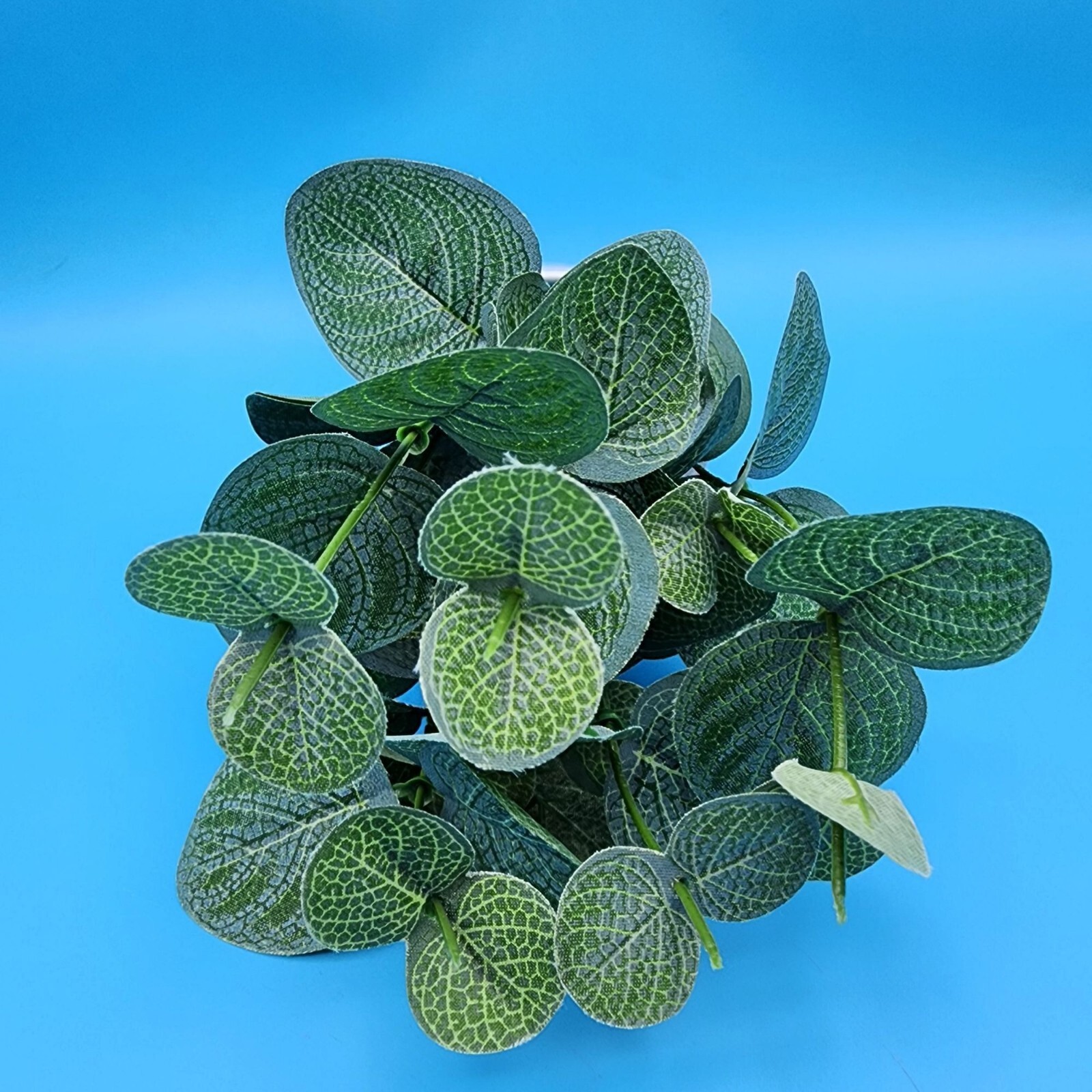 Faux Eucalyptus Potted Plant In White Ceramic Pot 8″ H Realistic Green Leaves