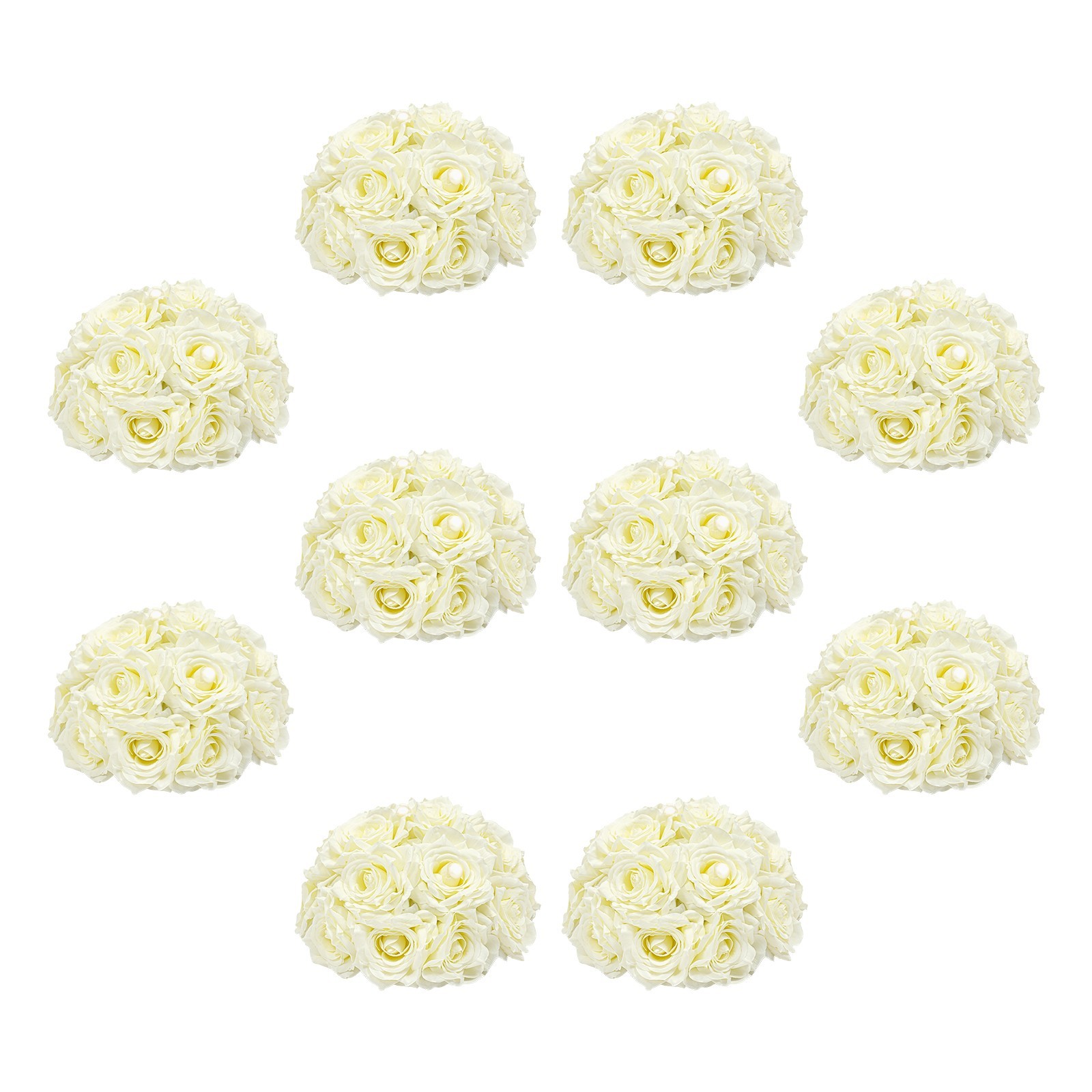 10 Pcs Handmade Bouquet Party Wedding Artificial Flower Balls Deco, Milky White