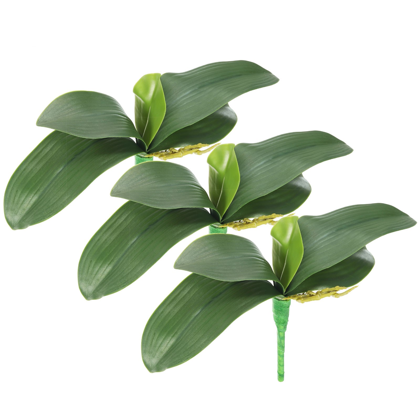 3Pcs 10.63 Inch Faux Orchid Leaves 5 Petals Artificial Leaf with Stems