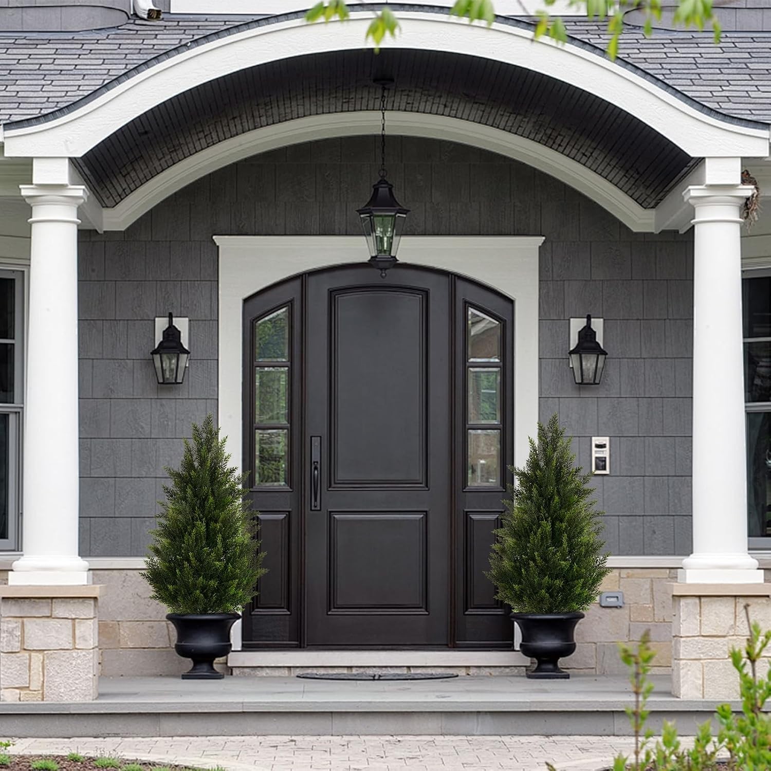 3FT Artificial Cypress Topiary Trees, Faux Greenery Bushes for Front Porch Decor