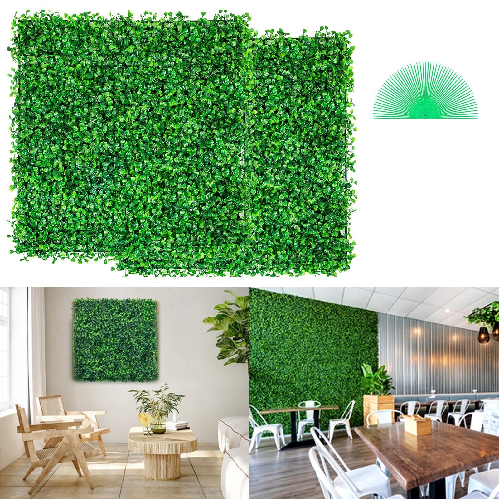 12PCS 10x10in Artificial Boxwood Panels UV-Protected Indoor Outdoor
