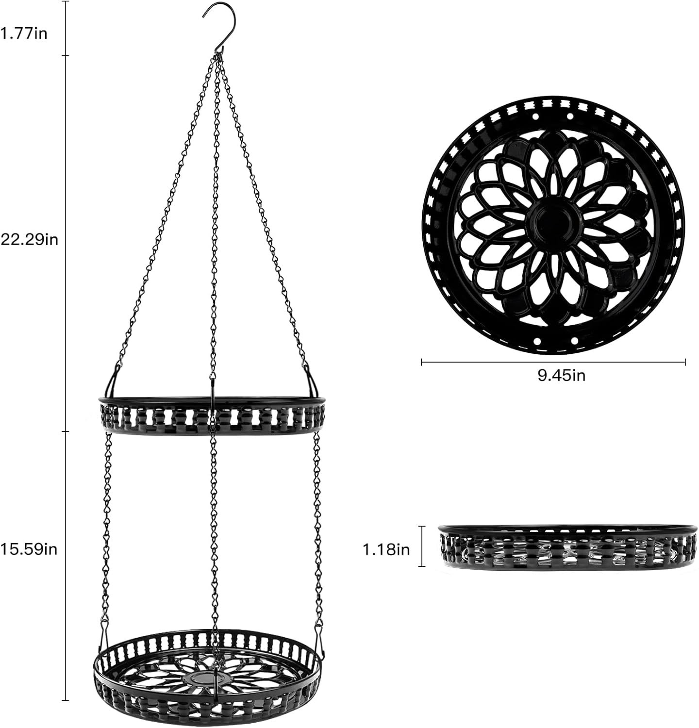 Plant Hanger Indoor Outdoor, 2 Tier Hanging Planter Plant Shelf, Metal Hanging..