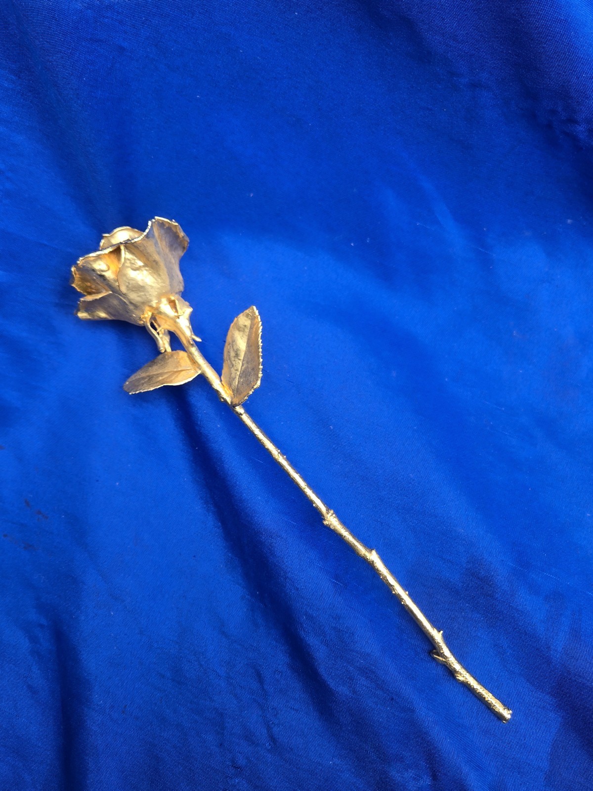 Gorgeous Gold Dipped Rose Semi Open Bud 11″