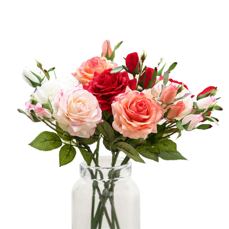 2PCS Artificial Rose Flowers Long Bouquet Fake Plants Wedding Party Decor Supply