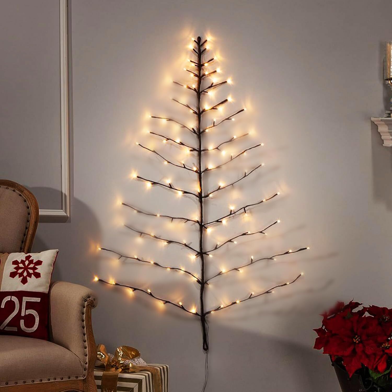Lighted Wall Tree 4FT 108LED Warm White for Home Decor Christmas Tree Lights …
