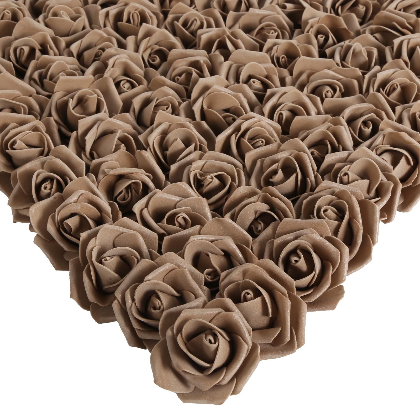 200 PCS Artificial Foam Roses 1.97 Inch Flower Heads DIY Wedding Light Brown
